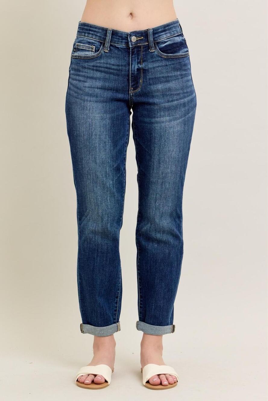 Judy Blue Basic Mid-Rise Cuffed Slim Jeans Size 5/27 EUC *82428DK